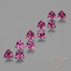 Gemme di Granato rodolite Magenta-rosa intenso Deep naturale da 5.01 ct, Taglio trillion, VS