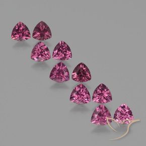 Gemme di Granato rodolite Rosa intenso Bacca Viola naturale da 5.20 ct, Taglio trillion, VS