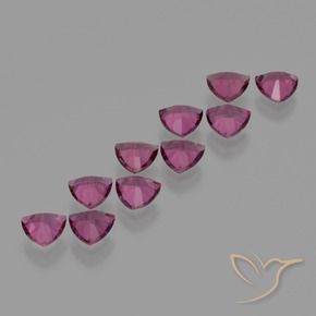 Gemme di Granato rodolite Rosa intenso Bacca Viola naturale da 5.20 ct, Taglio trillion, VS