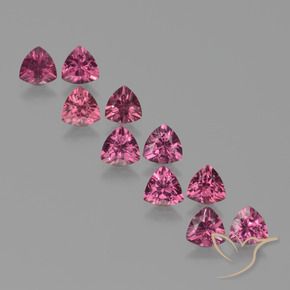 Gemme di Granato rodolite Viola medio naturale da 5.20 ct, Taglio trillion, VS
