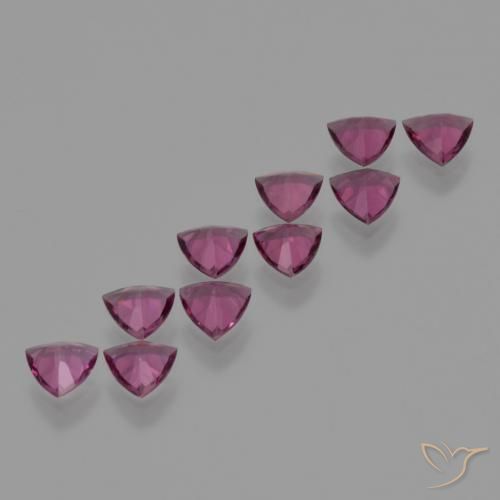 Gemme di Granato rodolite Rosa intenso Bacca Viola naturale da 4.58 ct, Taglio trillion, VS