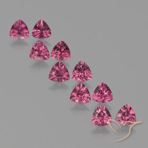 Gemme di Granato rodolite Rosso lampone naturale da 5.15 ct, Taglio trillion, VS