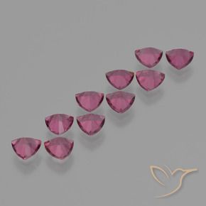 Gemme di Granato rodolite Rosso lampone naturale da 5.15 ct, Taglio trillion, VS