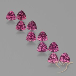 Gemme di Granato rodolite Viola medio naturale da 5.60 ct, Taglio trillion, VS