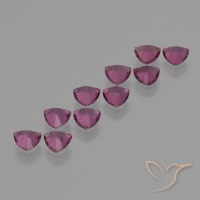 Gemme di Granato rodolite Viola medio naturale da 5.60 ct, Taglio trillion, VS