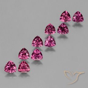Gemme di Granato rodolite Viola medio-scuro naturale da 5.15 ct, Taglio trillion, VS