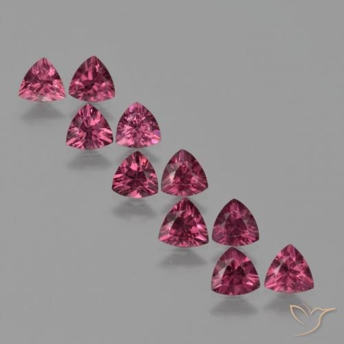 Gemme di Granato rodolite Viola rossastro naturale da 4.67 ct, Taglio trillion, VS