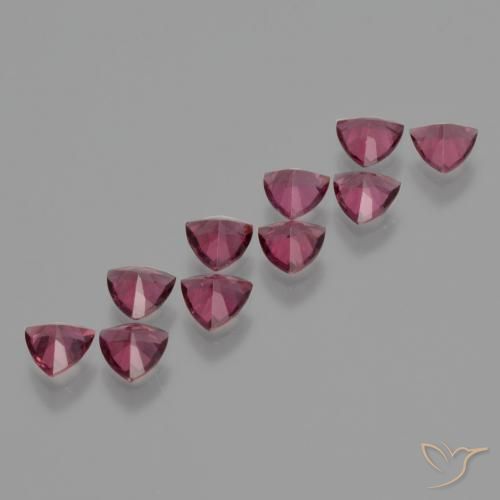 Gemme di Granato rodolite Viola rossastro naturale da 4.67 ct, Taglio trillion, VS