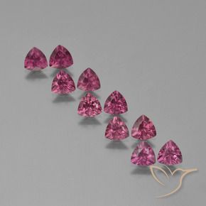 Gemme di Granato rodolite Viola medio naturale da 4.85 ct, Taglio trillion, VS