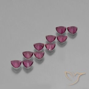 Gemme di Granato rodolite Viola medio naturale da 4.85 ct, Taglio trillion, VS