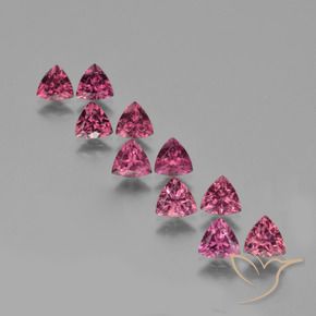 Gemme di Granato rodolite Magenta-Rosa naturale da 5.43 ct, Taglio trillion, VS