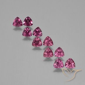Gemme di Granato rodolite Magenta-rosa intenso Deep naturale da 4.52 ct, Taglio trillion, VS