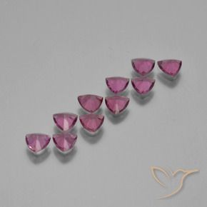 Gemme di Granato rodolite Magenta-rosa intenso Deep naturale da 4.52 ct, Taglio trillion, VS
