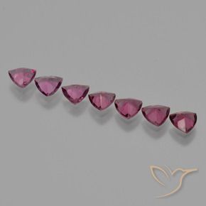 Gemme di Granato rodolite Viola medio naturale da 2.76 ct, Taglio trillion, VS