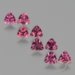 Gemme di Granato rodolite Magenta-Rosa naturale da 3.52 ct, Taglio trillion, VS