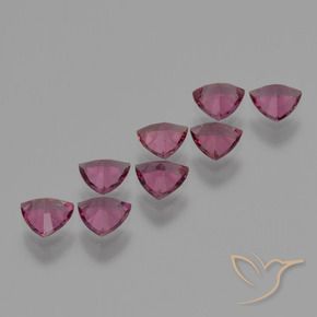 Gemme di Granato rodolite Magenta-Rosa naturale da 3.52 ct, Taglio trillion, VS