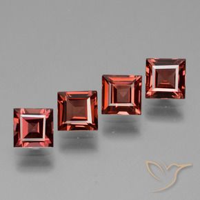 Gemme di Granato rodolite Rosso scarlatto profondo naturale da 3.06 ct, Quadrato, VS