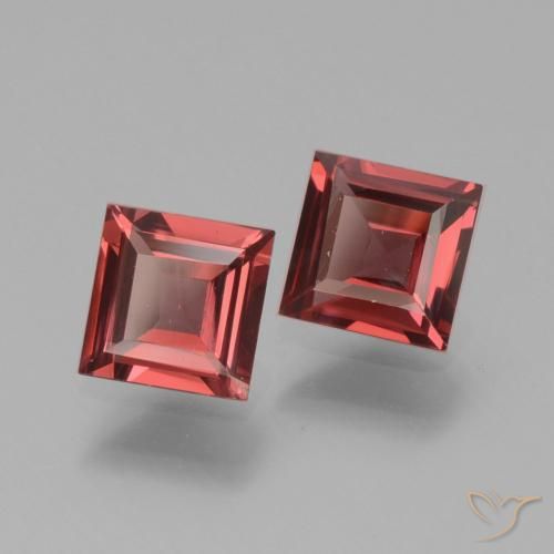 Gemme di Granato rodolite Rosso medio naturale da 1.36 ct, Quadrato, VS
