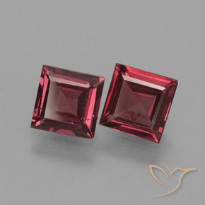 Gemme di Granato rodolite Rosso medio-scuro naturale da 1.36 ct, Quadrato, VS