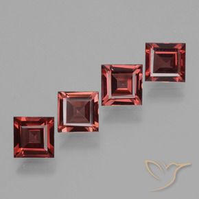 Gemme di Granato rodolite Rosso medio-scuro naturale da 2.96 ct, Quadrato, VS