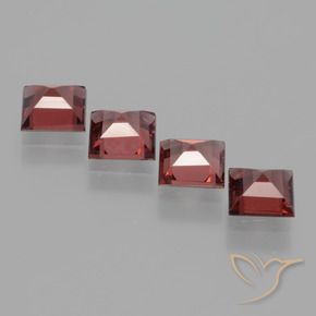 Gemme di Granato rodolite Rosso medio-scuro naturale da 2.96 ct, Quadrato, VS