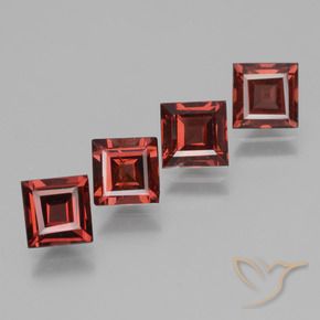 Gemme di Granato rodolite Rosso scarlatto profondo naturale da 2.89 ct, Quadrato, VS