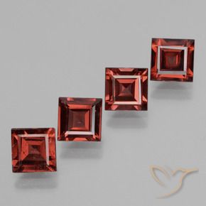 Gemme di Granato rodolite Rosso medio naturale da 3.14 ct, Quadrato, VS