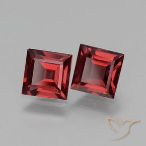 Gemme di Granato rodolite Rosso Sangue Profondo naturale da 1.49 ct, Quadrato, VS