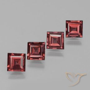 Gemme di Granato rodolite Rosso scuro naturale da 2.75 ct, Quadrato, VS