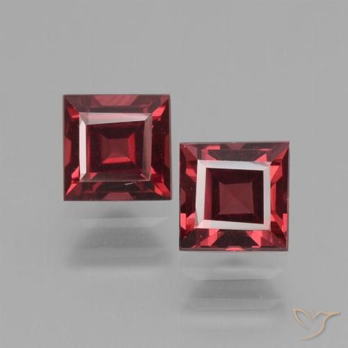 1.75ctw Naturale Rosso scuro Granato rodolite, Quadrato, VS