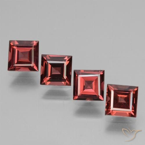 3.25ctw Naturale Rosso scuro Granato rodolite, Quadrato, VS