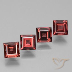 Gemme di Granato rodolite Rosso scuro naturale da 3.25 ct, Quadrato, VS