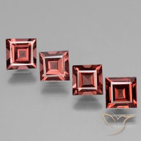 Gemme di Granato rodolite Rosso mattone intenso naturale da 2.96 ct, Quadrato, VS