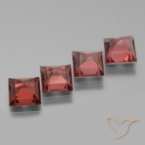 Gemme di Granato rodolite Rosso mattone intenso naturale da 2.96 ct, Quadrato, VS