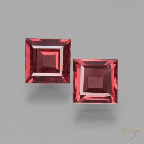1.40ctw Naturale Rosso tendente al rosa Granato rodolite, Quadrato, VS