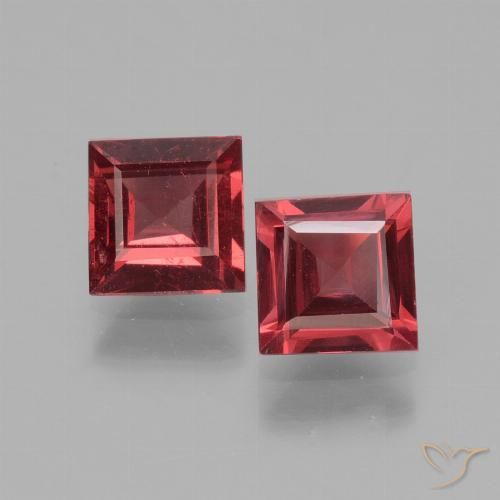 1.49ctw Naturale Rosso tendente al rosa Granato rodolite, Quadrato, VS