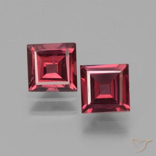 Gemme di Granato rodolite Rosso medio naturale da 1.50 ct, Quadrato, VS