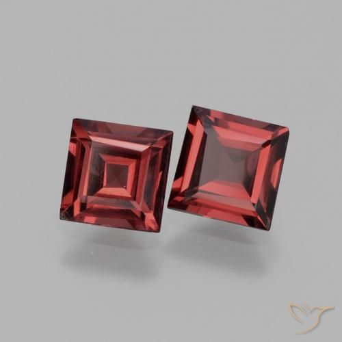 Gemme di Granato rodolite Rosso scuro naturale da 1.38 ct, Quadrato, VS