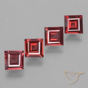 Gemme di Granato rodolite Rosso scuro naturale da 2.22 ct, Quadrato, VS