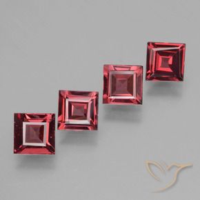 Gemme di Granato rodolite Rosso medio naturale da 2.52 ct, Quadrato, VS