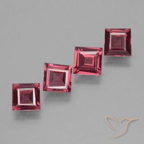 Gemme di Granato rodolite Rosso tendente al rosa naturale da 2.25 ct, Quadrato, VS