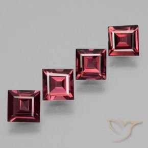 Gemme di Granato rodolite Rosso lampone naturale da 2.58 ct, Quadrato, VVS-VS
