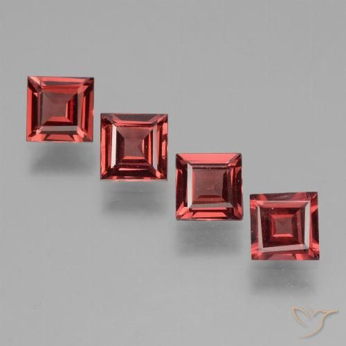 2.62ctw Naturale Rosso medio Granato rodolite, Quadrato, VS