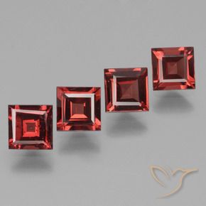 Gemme di Granato rodolite Rosso scarlatto profondo naturale da 2.65 ct, Quadrato, VS