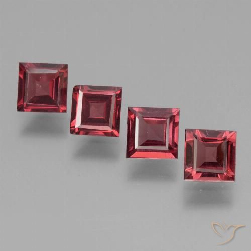 2.60ctw Naturale Rosso Merlot Granato rodolite, Quadrato, VS