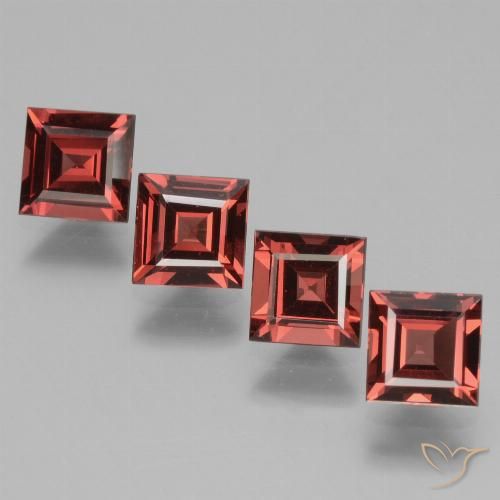 3.18ctw Naturale Rosso scarlatto Granato rodolite, Quadrato, VS