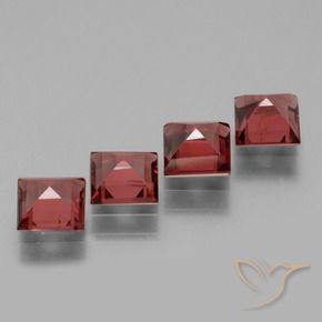 Gemme di Granato rodolite Rosso Merlot naturale da 2.65 ct, Quadrato, VS