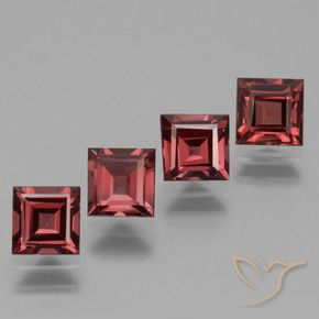 Gemme di Granato rodolite Rosso scuro naturale da 3.08 ct, Quadrato, VS