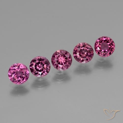 Gemme di Granato rodolite Magenta-rosa intenso Deep naturale da 2.61 ct, Rotondo, VS
