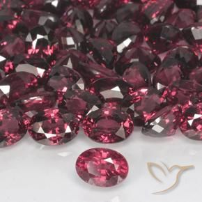 Granato rodolite Rosso scuro naturale da 1.24 ct, Ovale, VVS-VS
